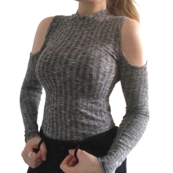 cold shoulder mock neck top